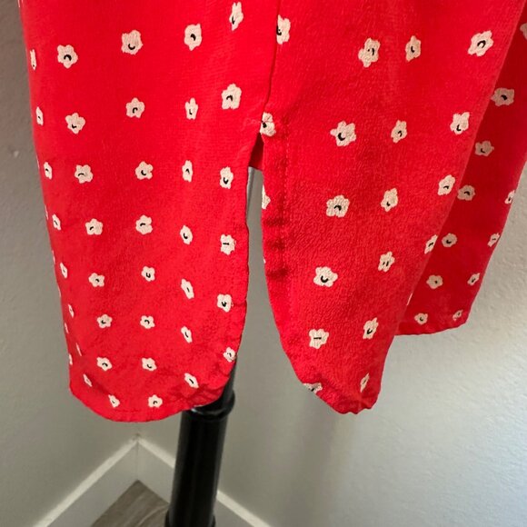 Madewell Silk Button-Front Sleeveless Midi Dress Red White Floral Print Sz S - Picture 10 of 13
